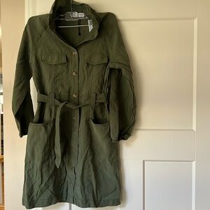 Zara girls, olive green shirt dress with tie belt, size 11/12.  Never worn